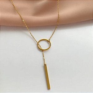 COLAR GRAVATINHA ARGOLA E PALITO DOURADO AÇO 316L⭐️