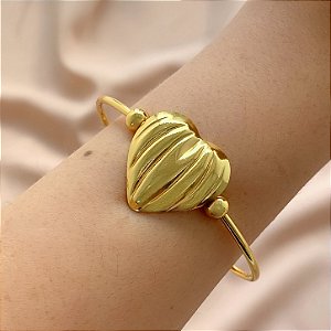 BRACELETE REGULÁVEL CORAÇÃO RISCADA DOURADO AÇO 316L⭐️