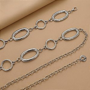 CINTO CORRENTE ARGOLAS OVAIS METAL BIJU