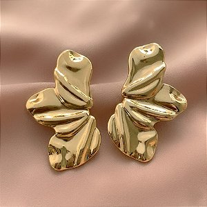BRINCO 3 PÉTALAS LATERAIS DOURADO AÇO 316L⭐️