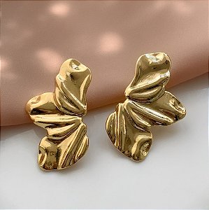 BRINCO 3 PÉTALAS LATERAIS DOURADO AÇO 316L⭐️