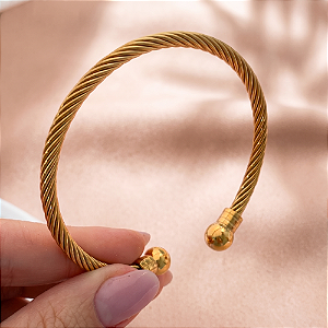 BRACELETE FIO TORCIDO MALEÁVEL DOURADO AÇO 316L⭐️