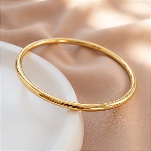 PULSEIRA/ BRACELETE FIO BOLEADO LISO GROSSO DOURADO AÇO 316L⭐️
