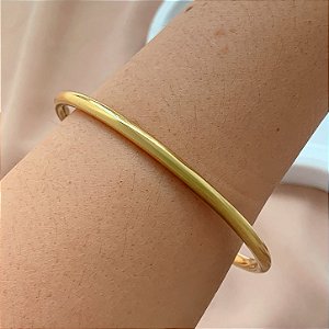 PULSEIRA/ BRACELETE FIO BOLEADO LISO GROSSO DOURADO AÇO 316L⭐️
