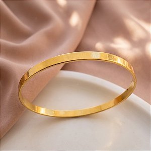 PULSEIRA/ BRACELETE FIO ACHATADO LISO GROSSO DOURADO AÇO 316L⭐️