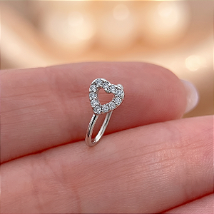 PIERCING FAKE CORAÇÃO VAZADO CRAVEJADO AÇO 316L⭐️