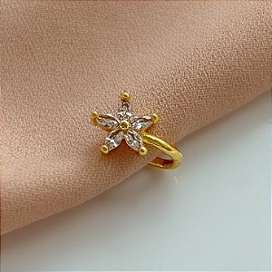 PIERCING FAKE FLOR ZIRCÔNIAS DOURADO AÇO 316L⭐️