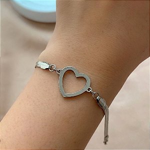 PULSEIRA FITA CORAÇÃO VAZADO AÇO 316L⭐️