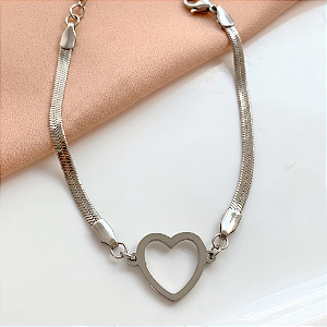 PULSEIRA FITA CORAÇÃO VAZADO AÇO 316L⭐️