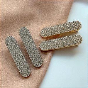 KIT DE PRESILHAS OVAL BICO DE PATO STRASS BIJU
