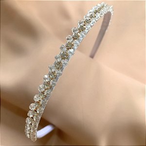 TIARA FINA MINI CRISTAIS COM STRASS CORES CLARAS BIJU