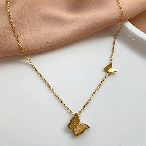 COLAR BORBOLETAS CLASSICAS DOURADO AÇO 316L⭐️