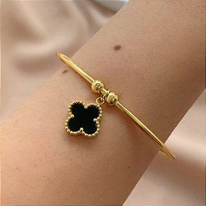 PULSEIRA /BRACELETE PINGENTE TREVO COLOR DOURADO AÇO 316L⭐️
