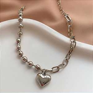 PULSEIRA CORRENTE E BOLAS PINGENTE CORAÇÃO AÇO 316L⭐️