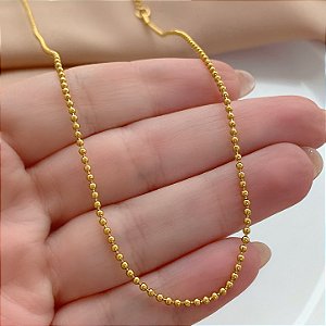 COLAR CORRENTE BOLINHAS DOURADA AÇO 316L⭐️