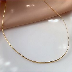 COLAR MALHA LAMINADA FINA DOURADO AÇO 316L⭐️