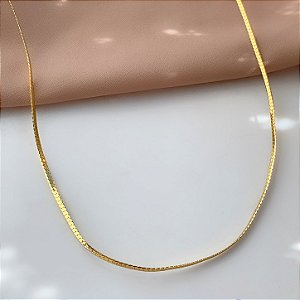 COLAR MALHA LAMINADA FINA DOURADO AÇO 316L⭐️