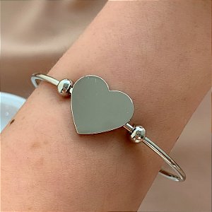 PULSEIRA/BRACELETE CORAÇÃO LISO AÇO 316L⭐️