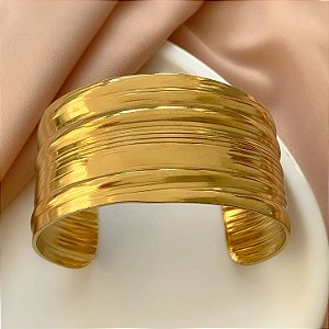 BRACELETE GROSSO RISCADO DOURADO AÇO 316L⭐️