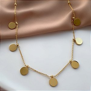 COLAR MEDALINHAS REDONDAS DOURADO AÇO 316L⭐️