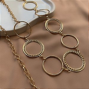 CINTO CORRENTE ARGOLAS REDONDAS METAL DOURADO BIJU
