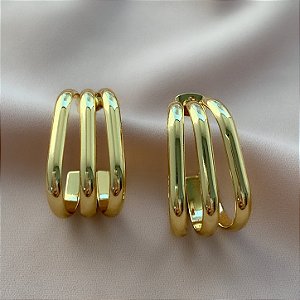 BRINCO 3 FIOS ACHATADOS RETANGULAR DOURADO AÇO 316L⭐️