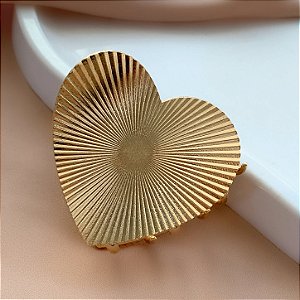 PTESILHA CORAÇÃO PLISSADO DOURADO BIJU