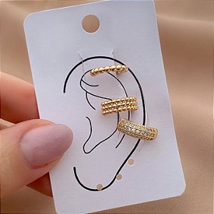 KIT DE PIERCINGS FAKES BOLINHAS DOURADO BIJU