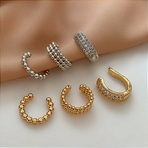 KIT DE PIERCINGS FAKES BOLINHAS DOURADO BIJU