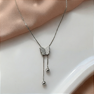 COLAR GRAVATINHA BORBOLETA TEXTURIZADA AÇO 316L⭐️