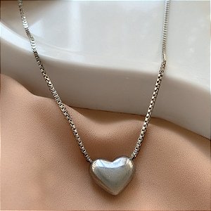 COLAR CORRENTE VENEZIANA CORAÇÃO BOLEADO AÇO 316L⭐️