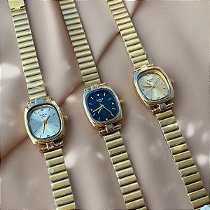 RELÓGIO MINIMALISTA RETANGULAR DOURADO AÇO 316L⭐️