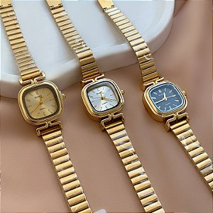 RELÓGIO MINIMALISTA QUADRADO DOURADO AÇO 316L⭐️