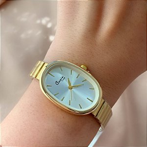 RELÓGIO MINIMALISTA OVAL DOURADO AÇO 316L⭐️