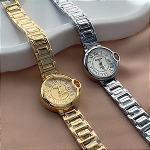 RELÓGIO FEMININO VINTAGE REDONDO BIJU PREMIUM