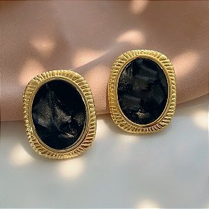 BRINCO RETANGULAR BORDA TEXTURIZADA MADREPÉROLA DOURADO AÇO 316L⭐️