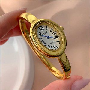 BRACELETE RELÓGIO VINTAGE OVAL DOURADO AÇO 316L⭐️