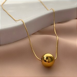 COLAR PINGENTE ESFERA CLÁSSICA LISA DOURADO AÇO 316L⭐️