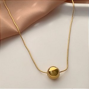 COLAR PINGENTE ESFERA CLÁSSICA LISA DOURADO AÇO 316L⭐️