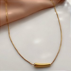 COLAR PINGENTE CANUTILHO ASSIMÉTRICO DOURADO AÇO 316L⭐️