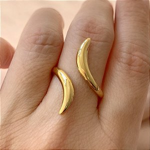 ANEL REGULÁVEL FIO DELICADO CURVADO DOURADO AÇO 316L⭐️
