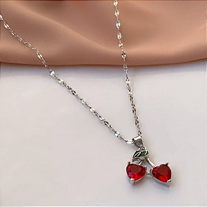 COLAR PINGENTE CEREJINHA EM ZIRCÔNIA AÇO 316L⭐️
