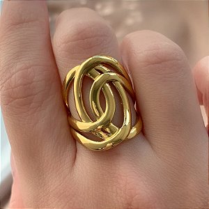 ANEL REGULÁVEL ELO DUPLO DOURADO AÇO 316L⭐️