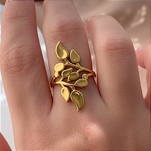 ANEL REGULÁVEL RAMINHOS DOURADO AÇO 316L⭐️