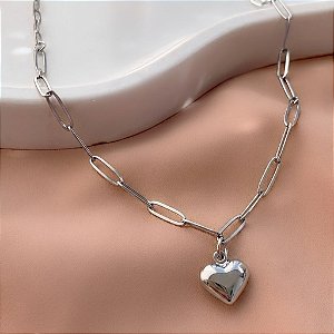 COLAR CORRENTE CARTIER PINGENTE CORAÇÃO BOLEADO AÇO 316L⭐️