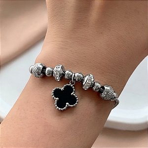 PULSEIRA ESTILO PANDORA TREVO RESINADO E ZIRCÔNIA AÇO 316L⭐️