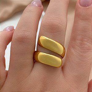 ANEL REGULÁVEL FIO RETANGULAR ENVOLVENTE DOURADO AÇO 316L⭐️