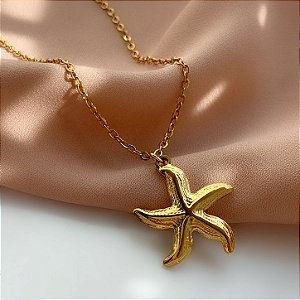 COLAR PINGENTE ESTRELA DO MAR DOURADO AÇO 316L⭐️