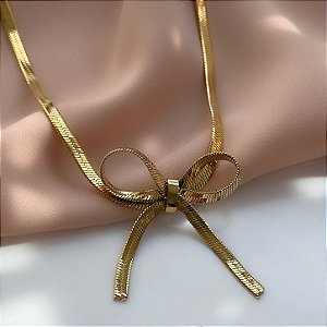 COLAR FITA FINA LAÇO DOURADO AÇO 316L⭐️