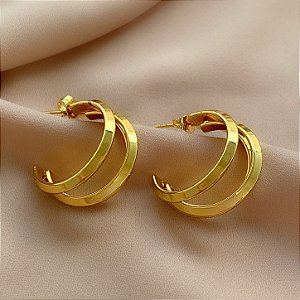BRINCO ARGOLA 3 FIOS TRIANGULAR DOURADO AÇO 316L⭐️